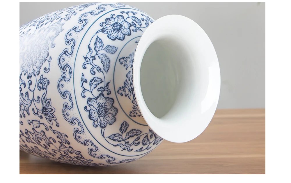 Floral Patterned Blue and White Vase Floral Patterned Blue and White Vase