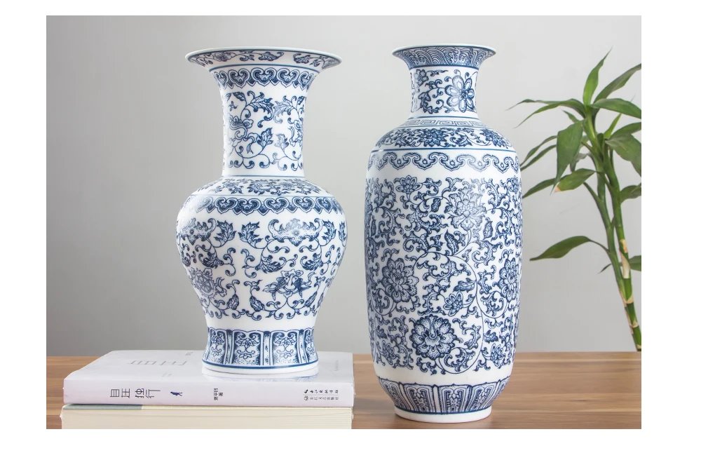 Floral Patterned Blue and White Vase Floral Patterned Blue and White Vase