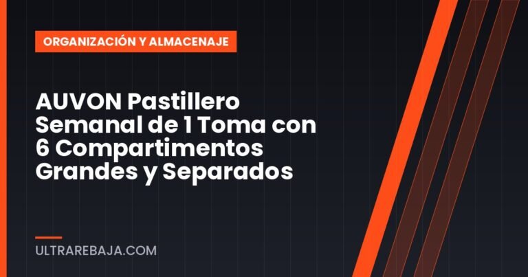 AUVON Pastillero Semanal de 1 Toma con 6 Compartimentos Grandes y Separados